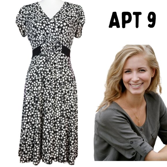 Apt. 9 Dresses & Skirts - 👀 $10 SALE 👀 APT 9 Black Gray & Cream Polka Dot Tie-Back Dress Women's Size S